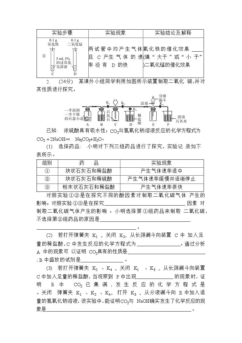初中化学上册鲁教版  期末专题 实验探究专题练习附答案第2页