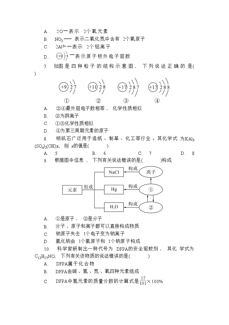 初中化学上册鲁教版期末复习 物质构成的奥秘专题练习含答案第2页