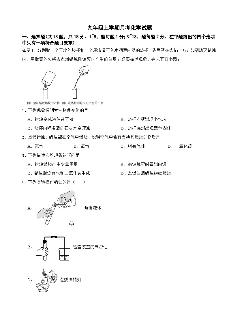 湖北省宜昌市2025年九年级上学期月考化学试题附答案第1页