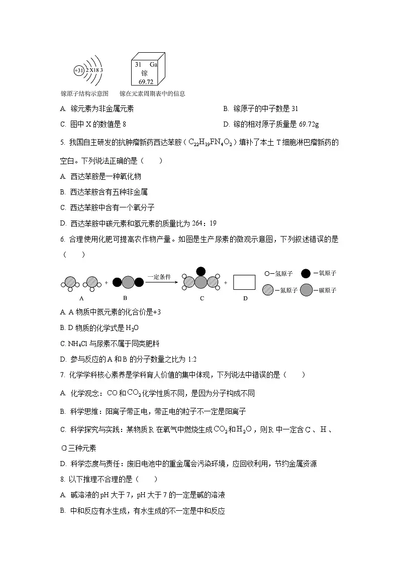 安徽省芜湖市2025年中考三模化学试卷（学生版）第2页