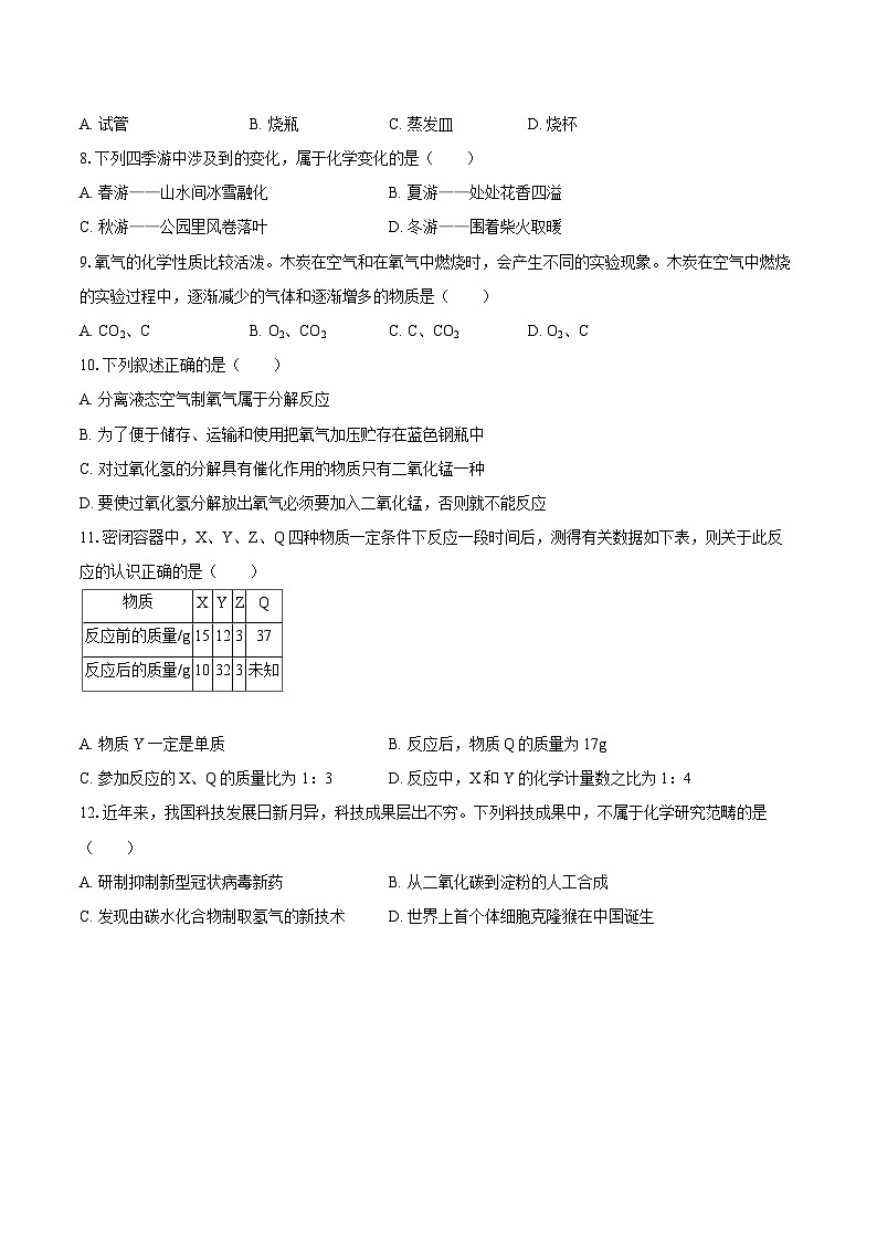 2025-2026学年山东省青岛市市南区超银中学九年级（上）月考化学试卷（9月份）-自定义类型第2页
