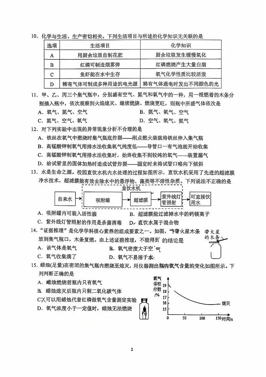 福建省龙岩市第二中学2025-2026学年九年级上学期10月月考化学试题第2页