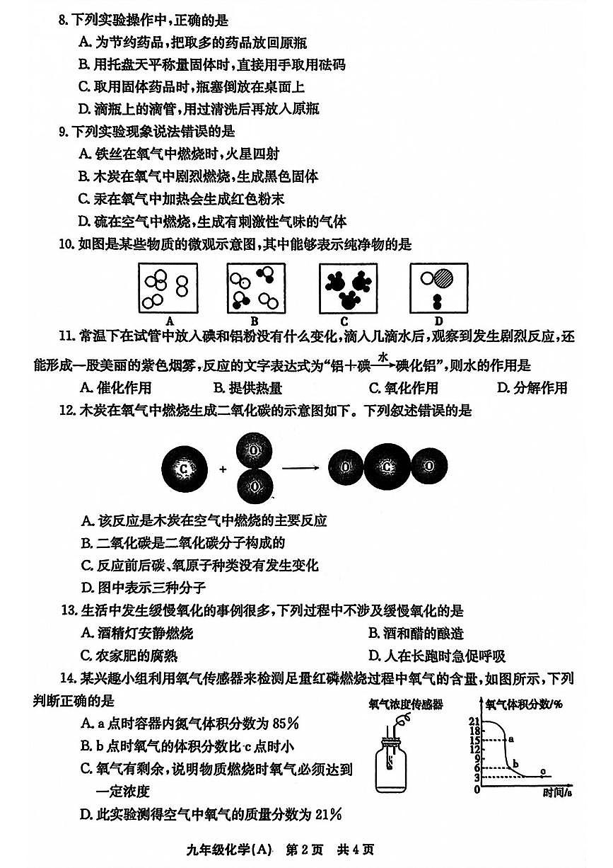 河南省安阳市林州市2025-2026学年九年级上学期10月月考化学试卷 （A卷）第2页