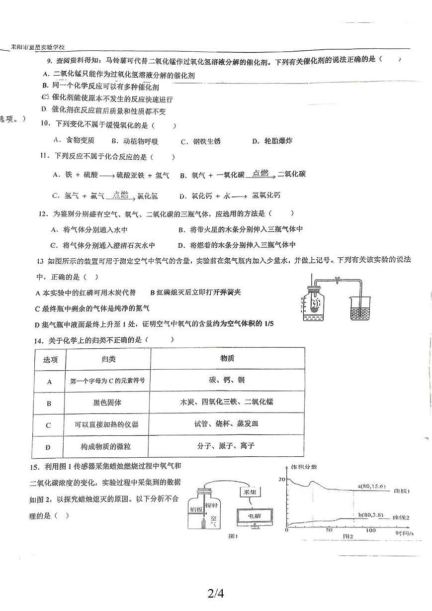 湖南省耒阳市童星实验学校2025-2026学年九年级上学期10月月考化学试题第2页