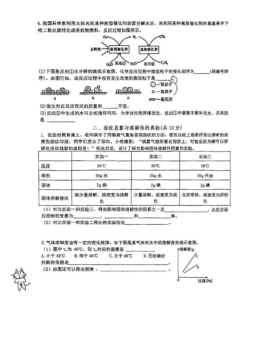 上海市闵行区七宝第三中学2025-2026学年九年级上学期第一次月考化学试卷第3页