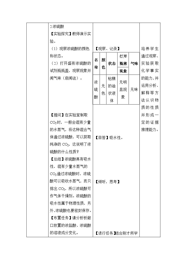 2026年春人教版九年级化学下册 课题2  常见的酸和碱 教学设计第3页