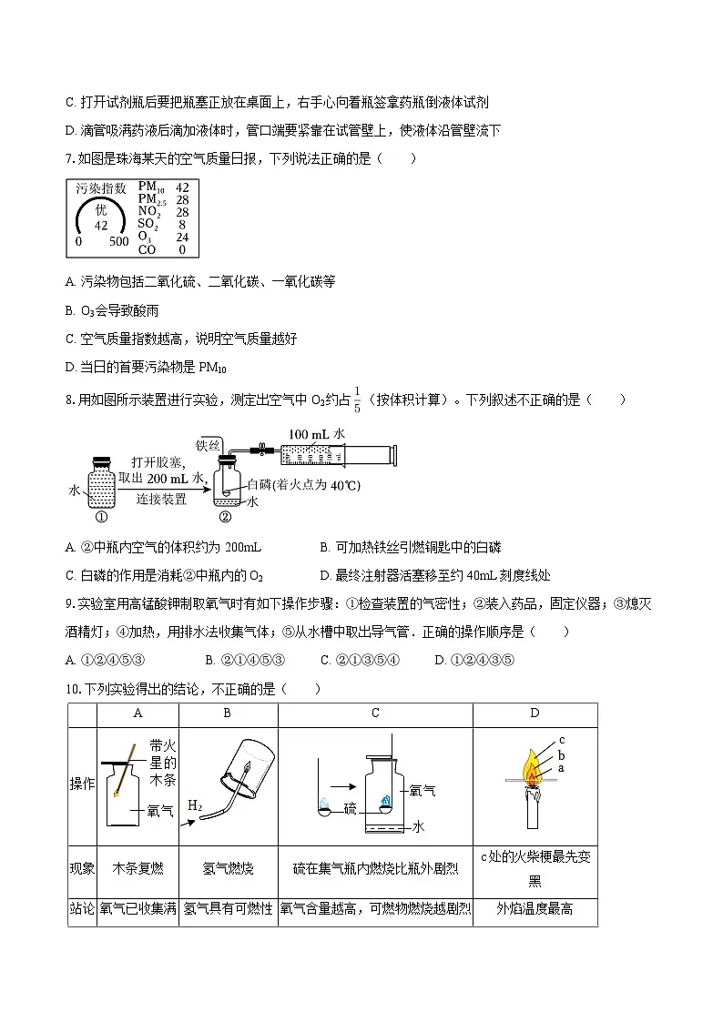 2025-2026学年广东省广州外国语学校九年级（上）月考化学试卷（9月份）-自定义类型第2页