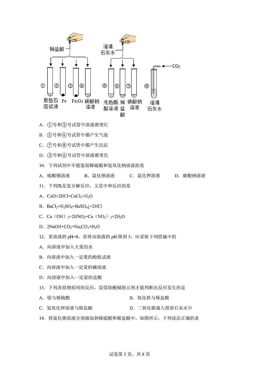山东省东营市广饶县2025~2026学年九年级上册开学化学试题（含答案）第3页