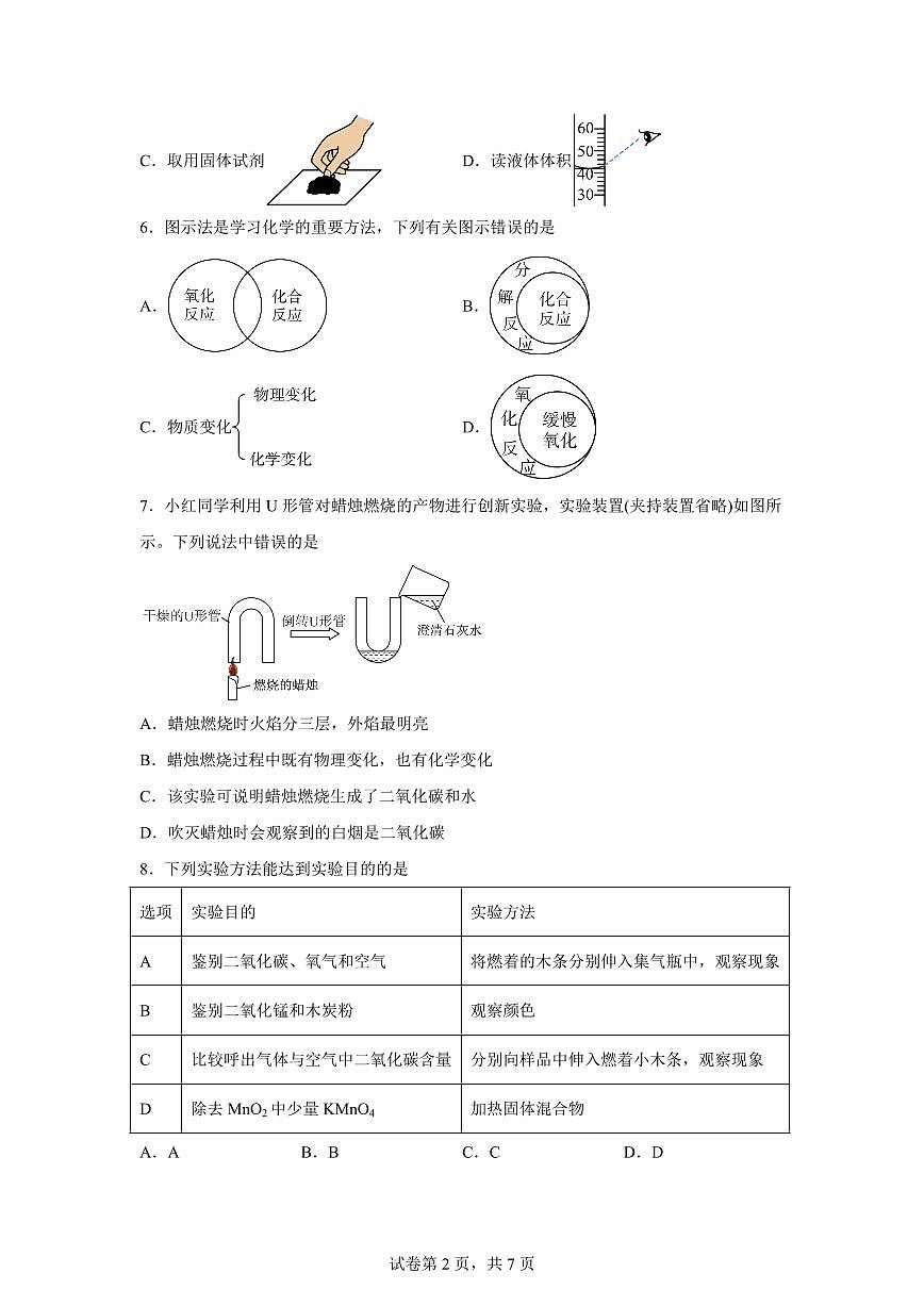 陕西省咸阳市2025~2026学年九年级上册9月第一次课后综合练习化学试题（含答案）第2页