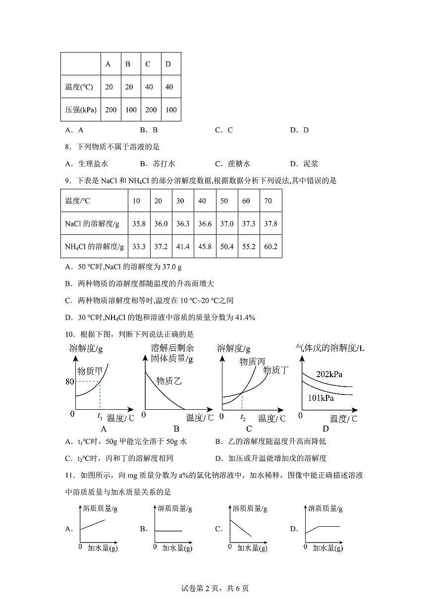 上海市嘉定区2025~2026学年九年级上册9月考化学学科（含答案）第2页