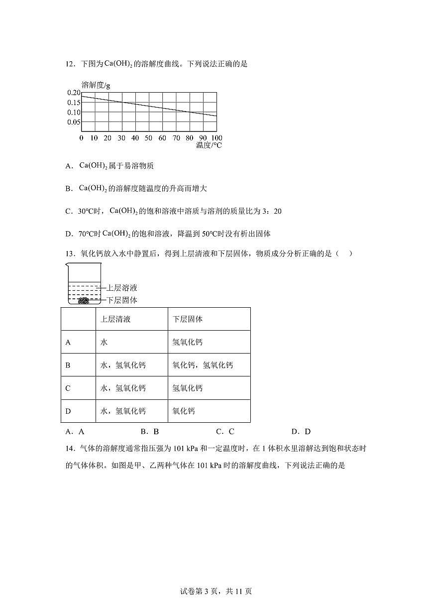 上海市同济大学附属存志东校2025~2026学年九年级上册9月考化学试题（含答案）第3页