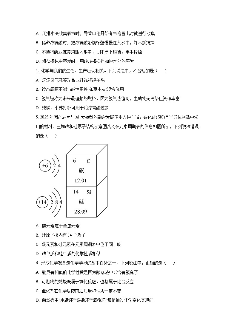 山东省济南市商河县2025年中考一模化学试题（学生版）第2页