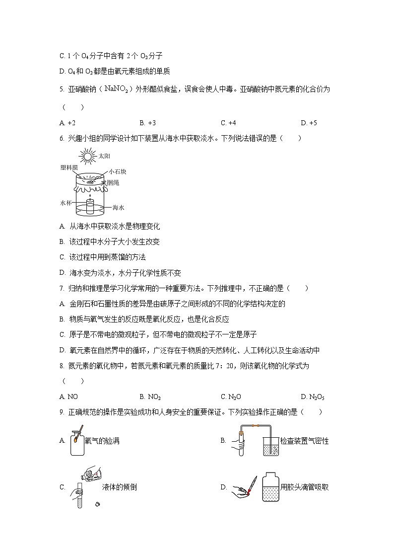 山东省烟台市牟平区（五四制）2024-2025学年八年级上学期期末考试化学试卷（学生版）第2页