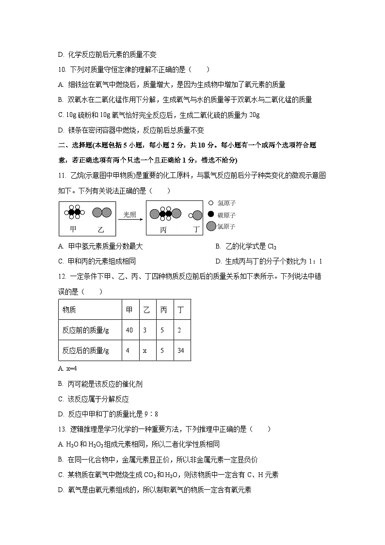 山东省烟台市福山区（五四制）2024-2025学年八年级下学期期中考试化学试卷（学生版）第3页