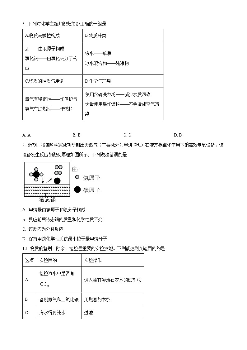 精品解析：广东省深圳市南山区育才集团2024-2025学年九年级上学期期中考试化学试卷（原卷版）第3页