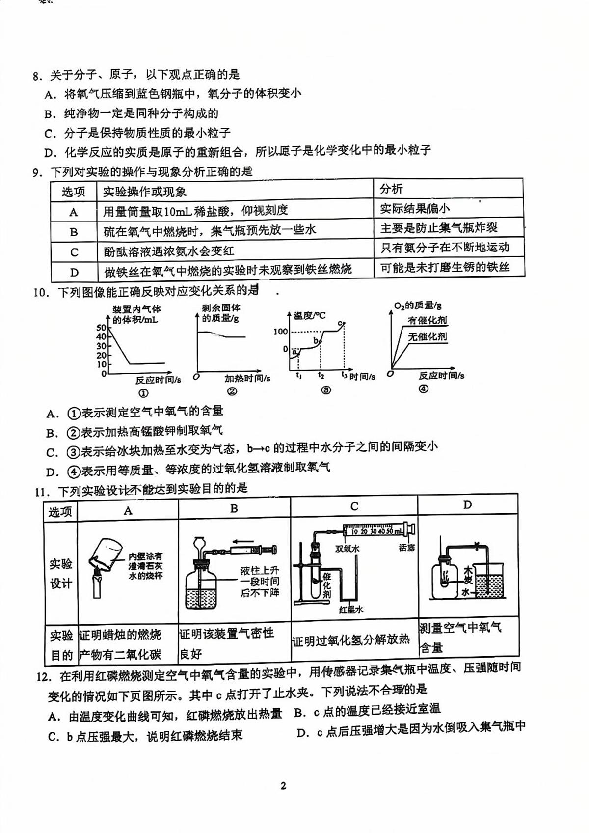 江苏省连云港市外国语学校2025-2026学年九年级上学期10月月考化学试卷第2页