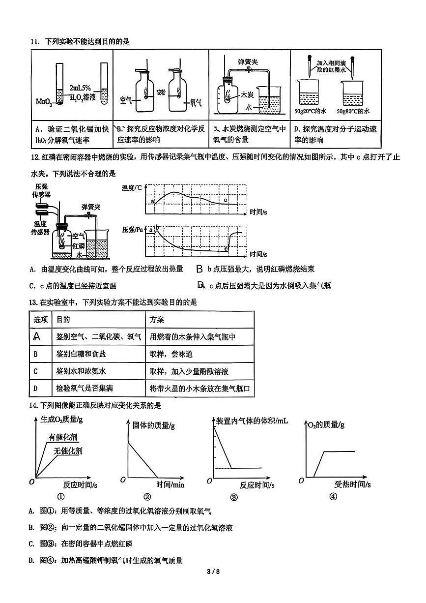 广东省广州中学2025-2026学年九年级上学期10月阶段性测试化学试卷（月考）第3页