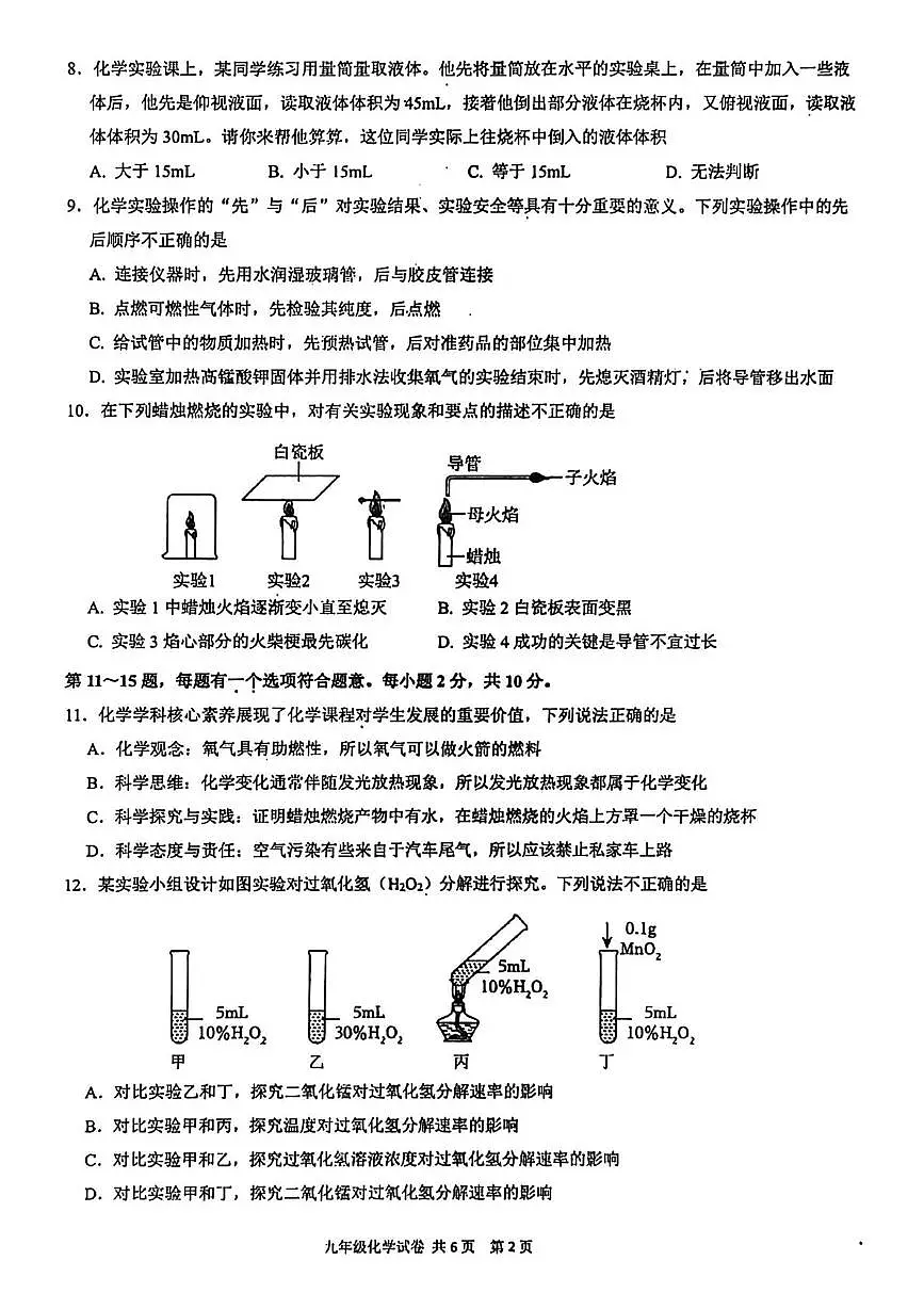 江苏省泰州市兴化市2025-2026学年九年级上学期阶段性评价化学试题（月考）第2页