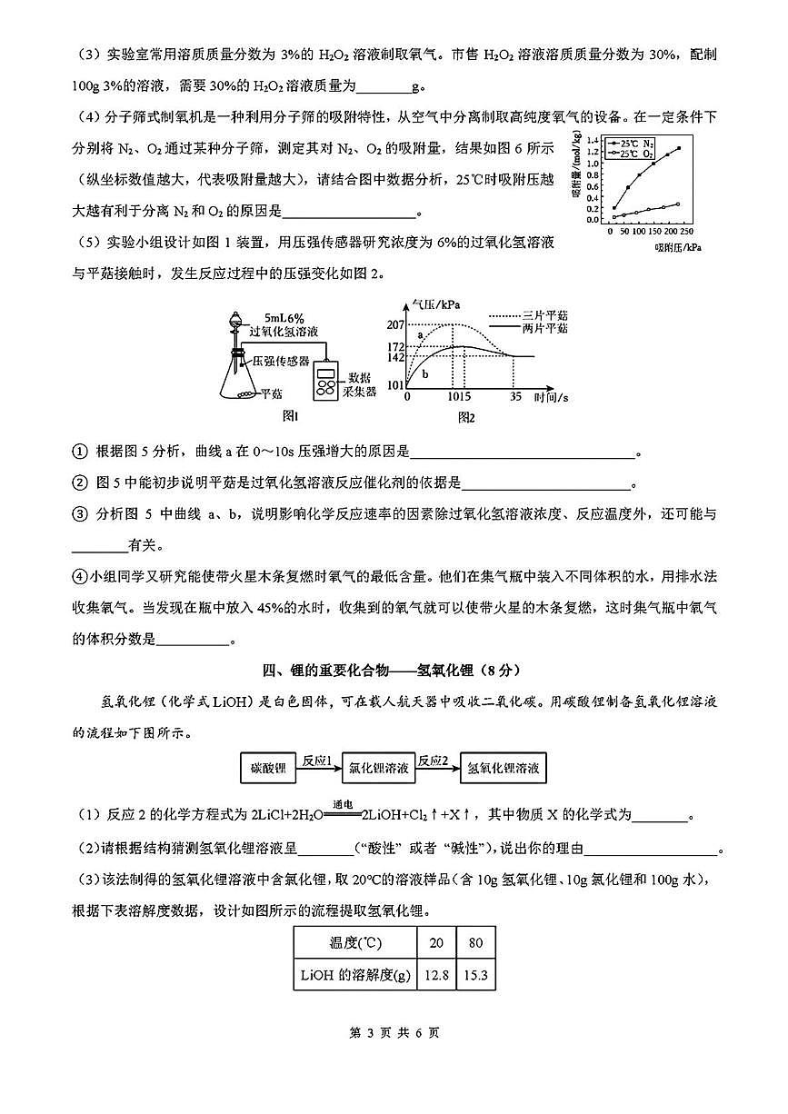 上海市格致中学2025-2026学年九年级上学期10月月考化学试卷第3页