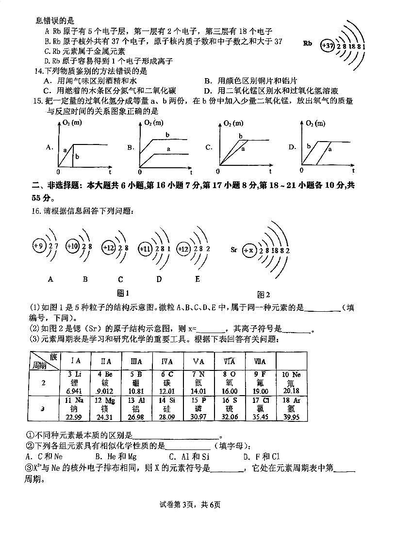 广东省阳江市第二中学2025-2026学年九年级上学期第一次月考化学试题（月考）第3页