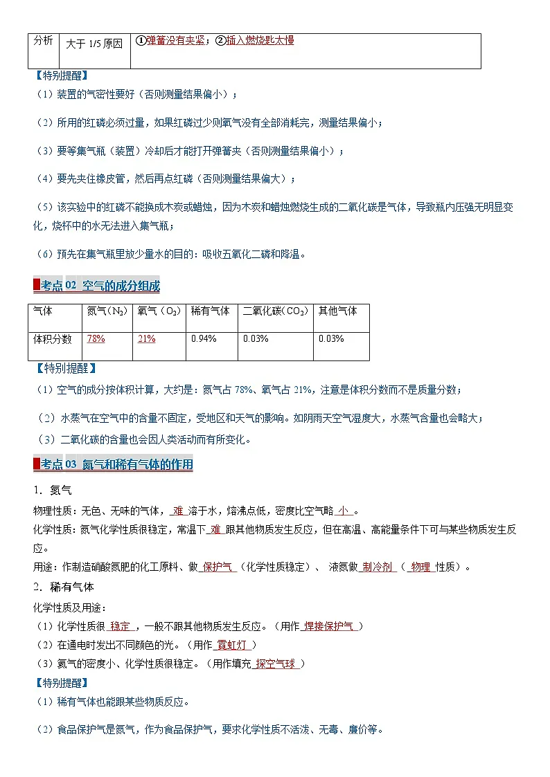 专题02 空气（期中复习讲义）（解析版）第2页