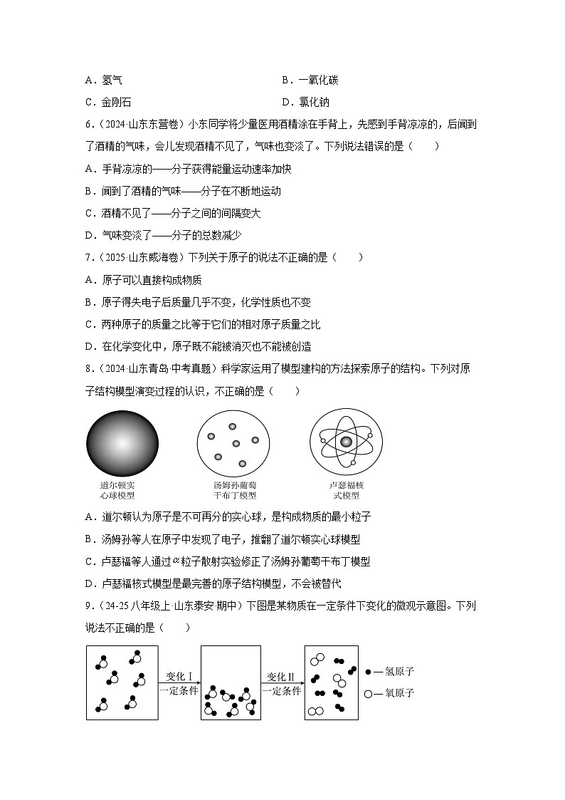 山东省2025~206学年八年级（上）期中模拟卷（二）化学试题（学生版）第2页