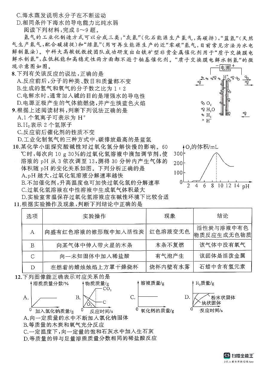 安徽省蚌埠市固镇县部分学校2024-2025学年九年级下学期4月月考化学试题第2页