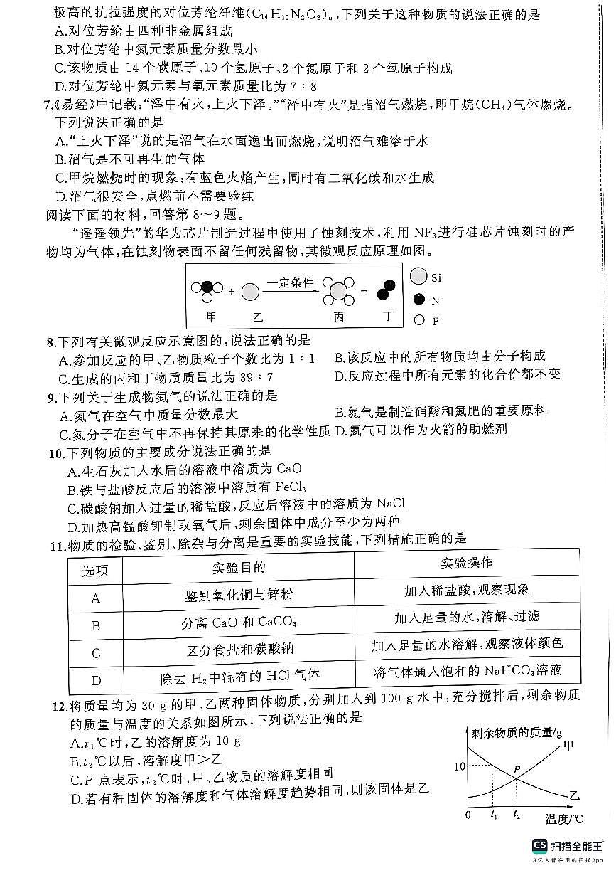 安徽省安庆市潜山市2024-2025学年九年级下学期4月期中考试化学试题第2页