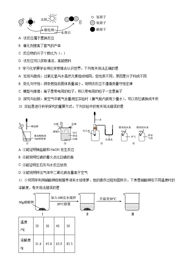 2024年安徽省合肥市瑶海区中考三模化学试题（原卷版）-A4第3页