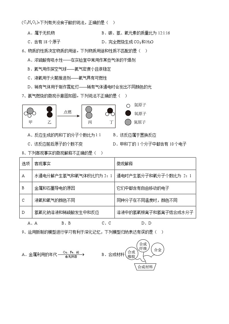 2025年安徽省中考模拟化学试题（十）-A4第2页