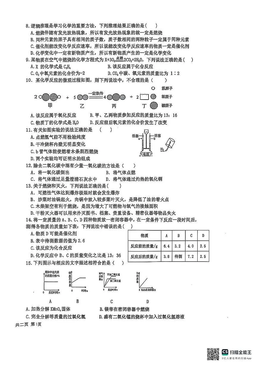 新疆哈密市2024-2025学年九年级上学期期末考试化学试卷第2页