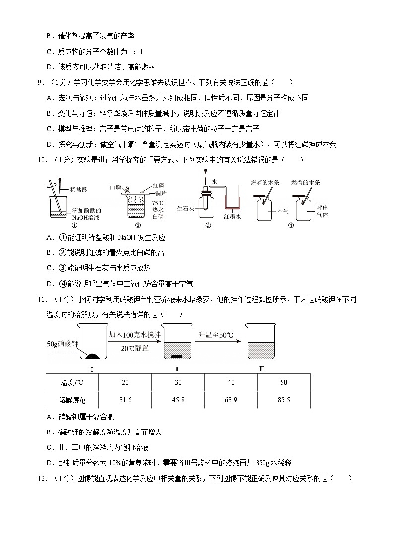 2024年安徽省合肥市瑶海区中考三模化学试卷-A4第3页