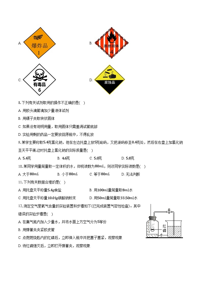 2025-2026学年黑龙江省绥化市明水二中八年级（上）10月月考化学试卷（含答案）第2页