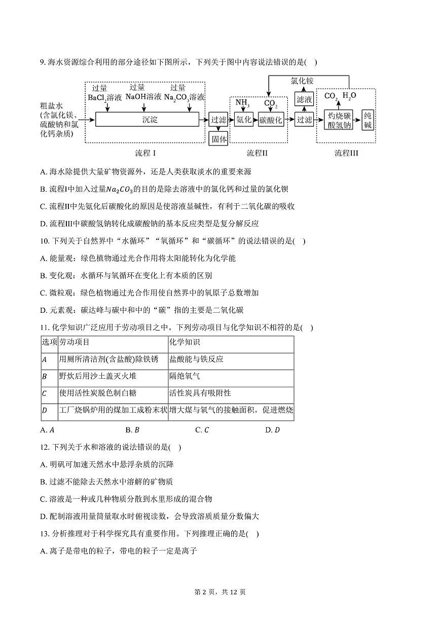 2025年山东省泰安市中考化学试卷（含答案）第2页