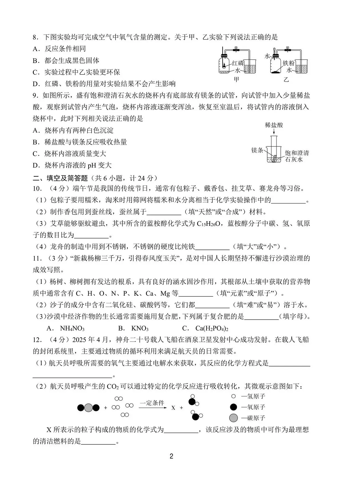 2025年陕西省中考化学真题（二卷）（含答案）第2页