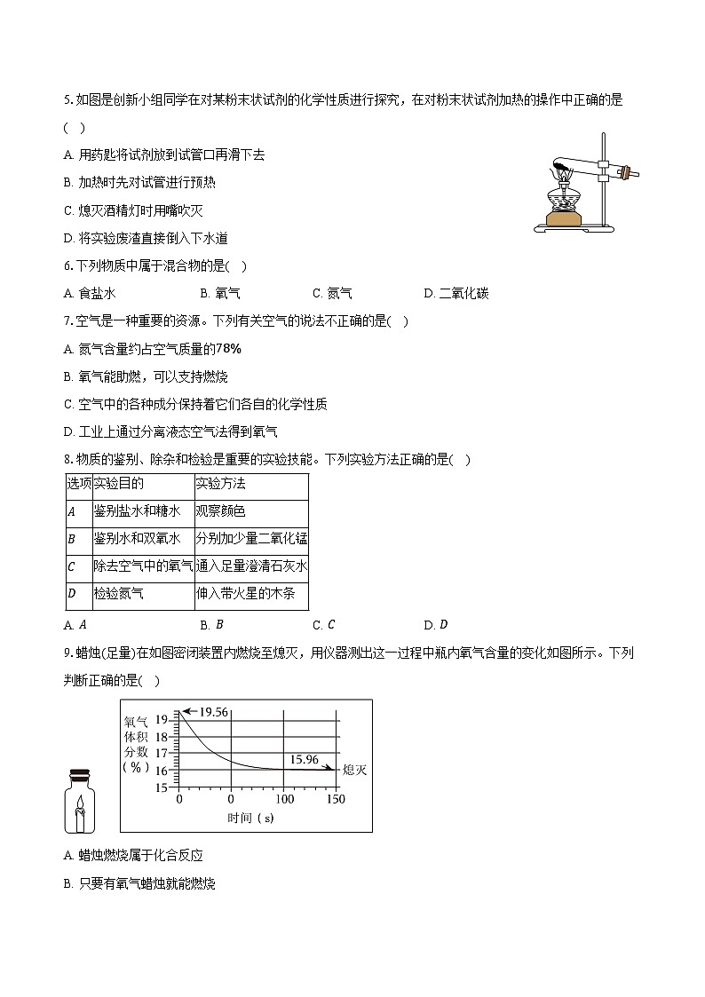 2025-2026学年山西省临汾市蒲县部分学校九年级（上）10月月考化学试卷（含答案）第2页
