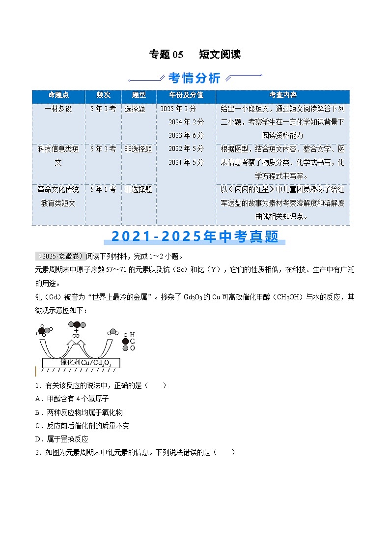 专题05 短文阅读（原卷版）第1页