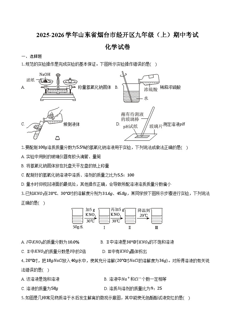 2025-2026学年山东省烟台市经开区九年级（上）期中化学试卷（含答案）第1页