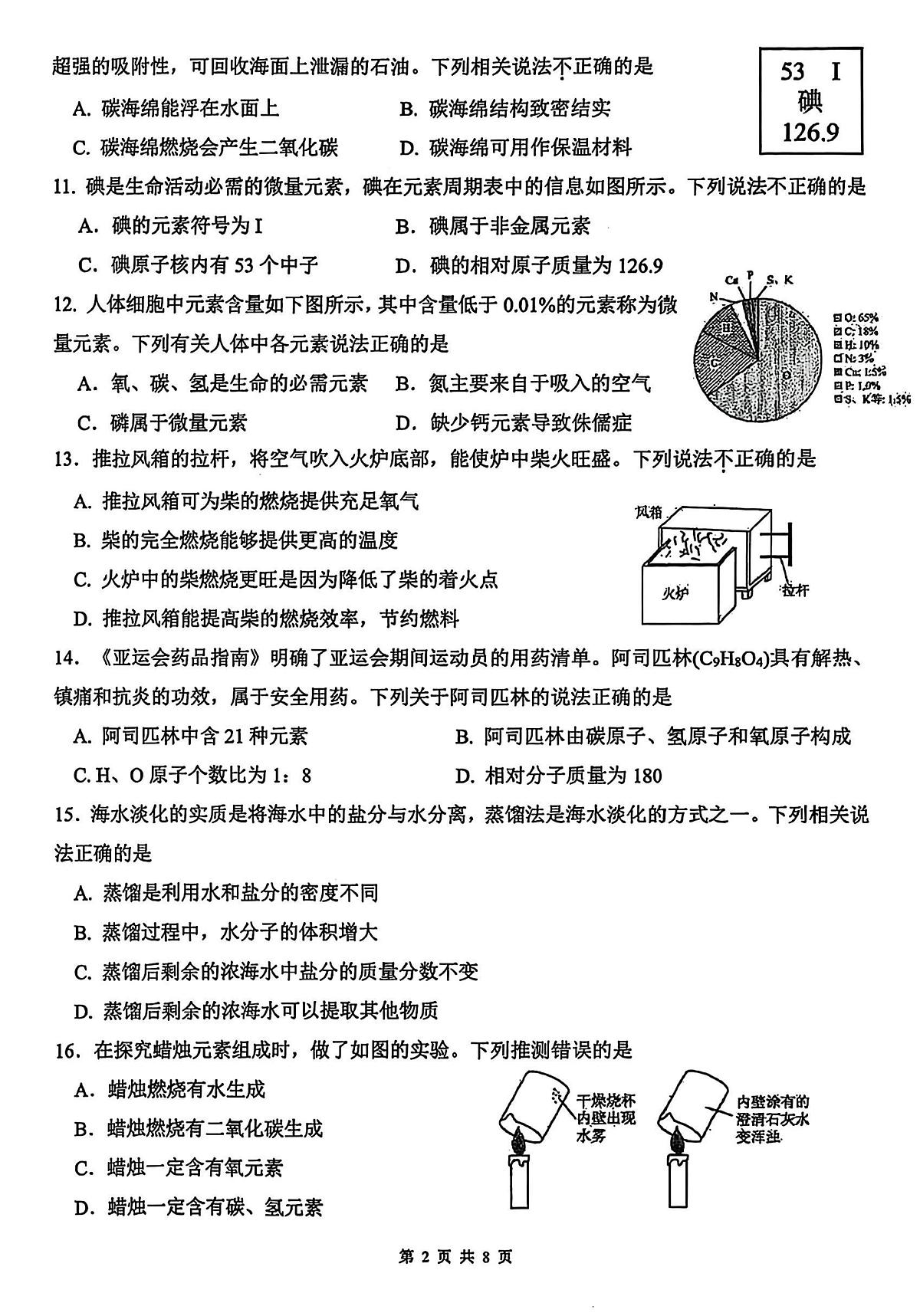 江苏省苏州工业园区校联考2025-2026学年九年级上学期11月期中化学试题第2页