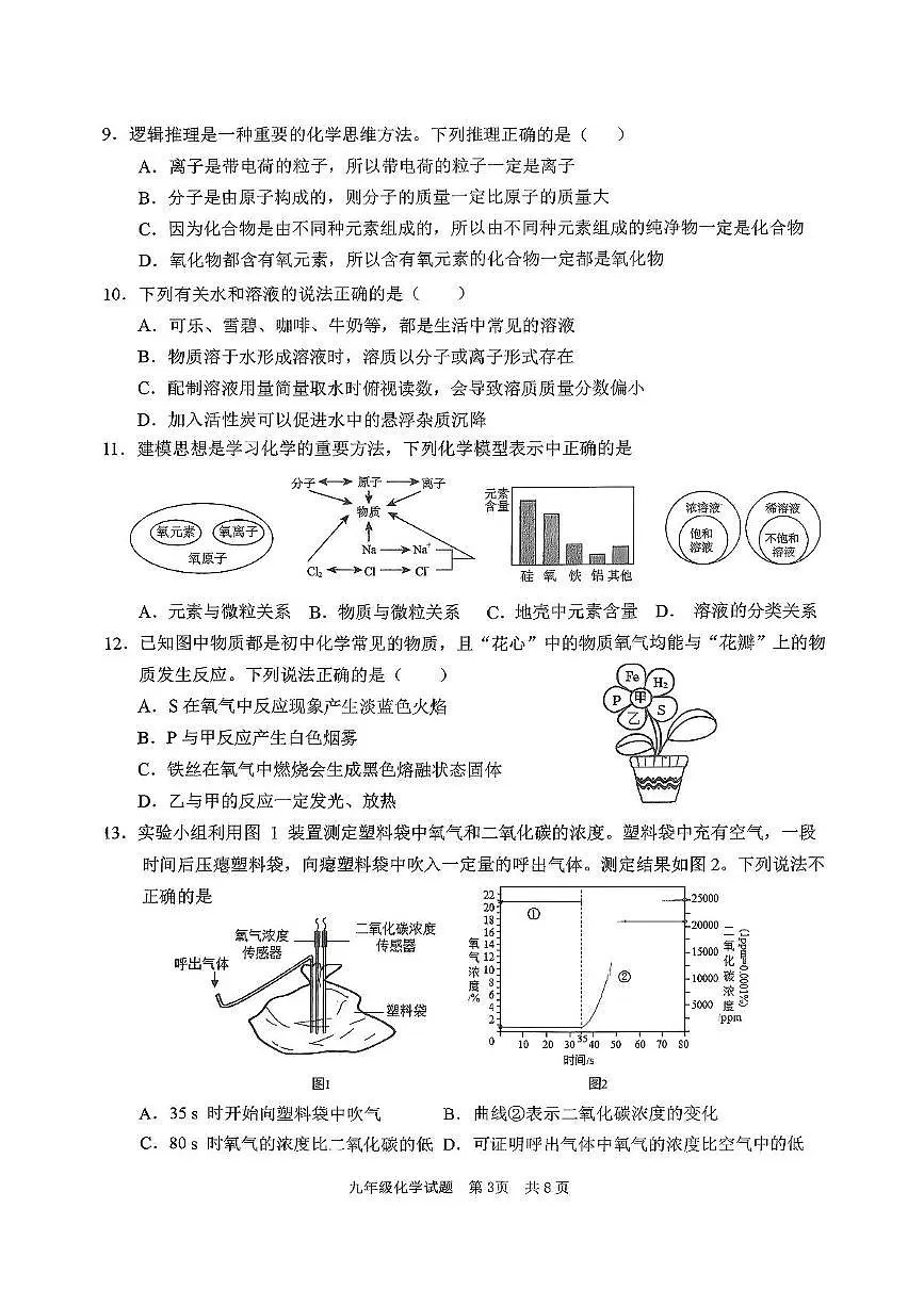 山东省枣庄市峄城区2025-2026学年九年级上学期期中质量检测化学试题第3页