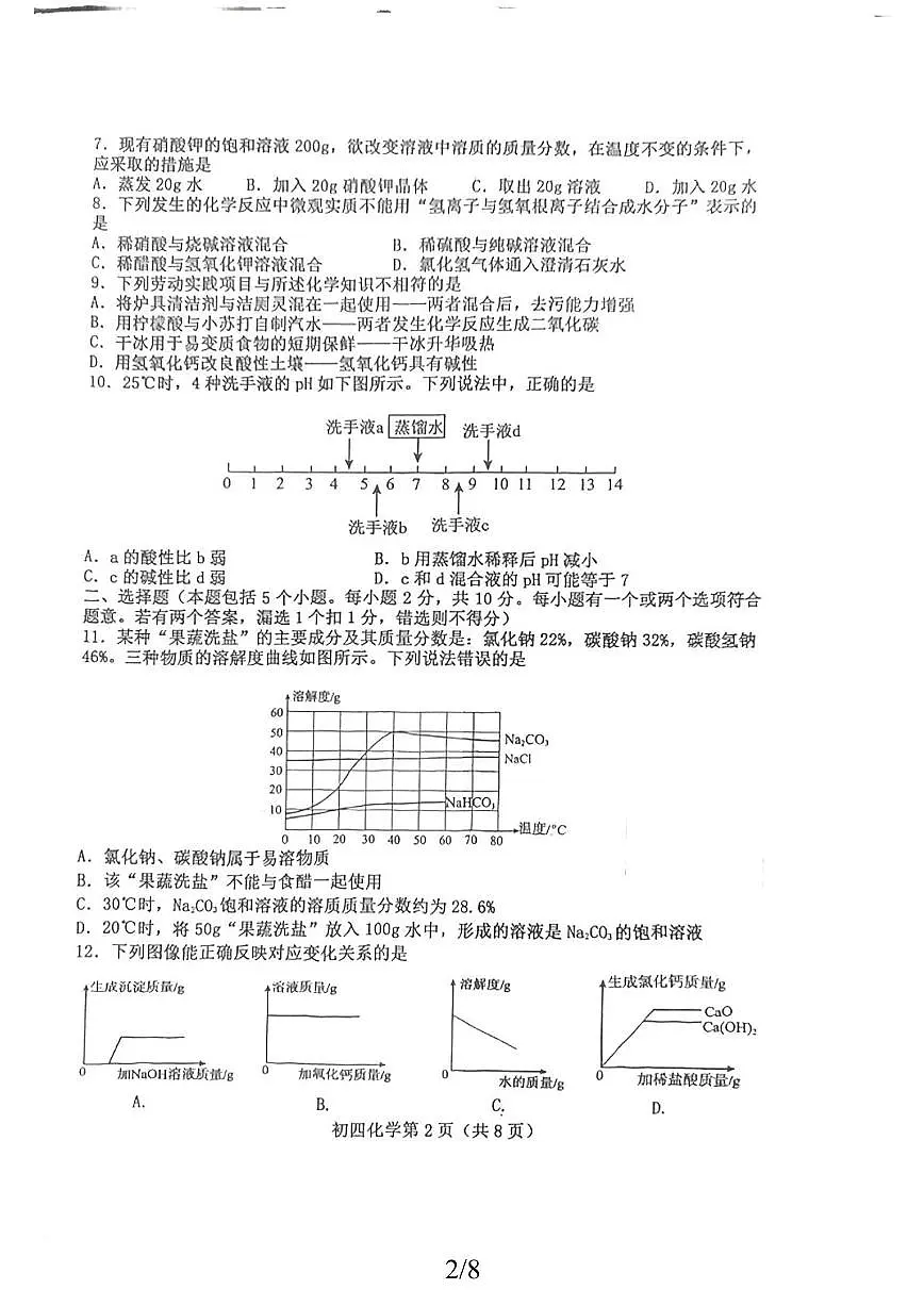 山东省烟台市芝罘区2025-2026学年九年级上学期期中考试化学试卷第2页