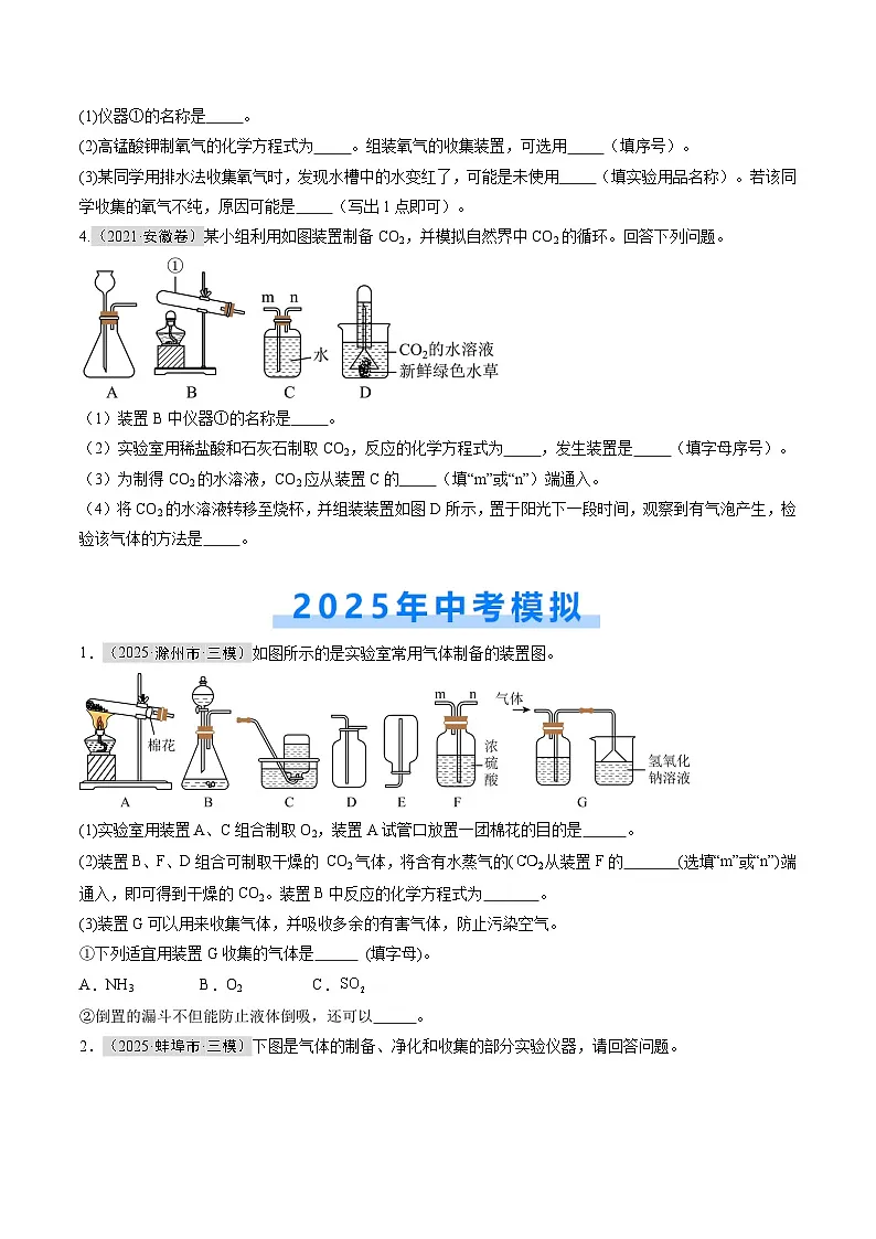 专题06 气体制备及性质（原卷版）第3页