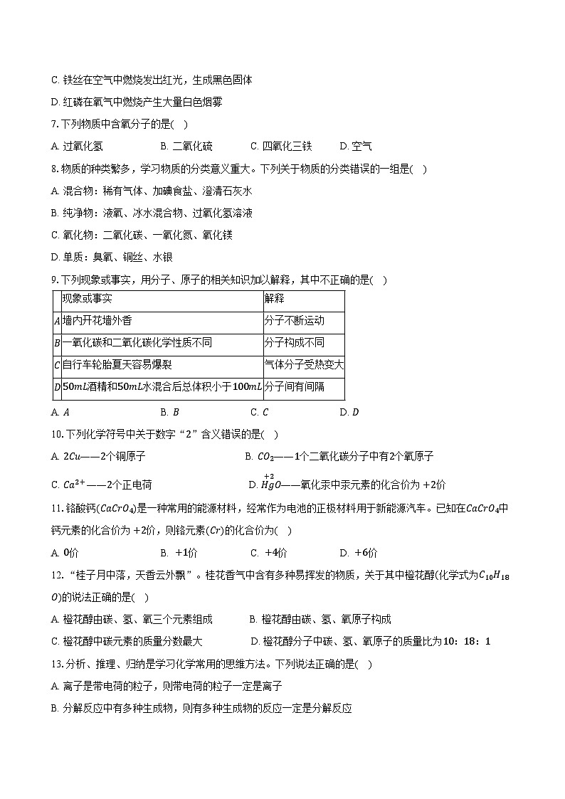 2025-2026学年重庆市江津实验中学、李市中学、白沙中学等金砖五校九年级（上）期中化学试卷（含答案）第2页