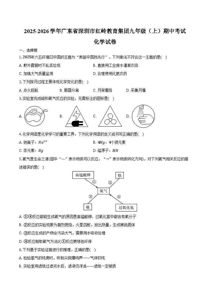 2025-2026学年广东省深圳市红岭教育集团九年级（上）期中化学试卷（含答案）第1页