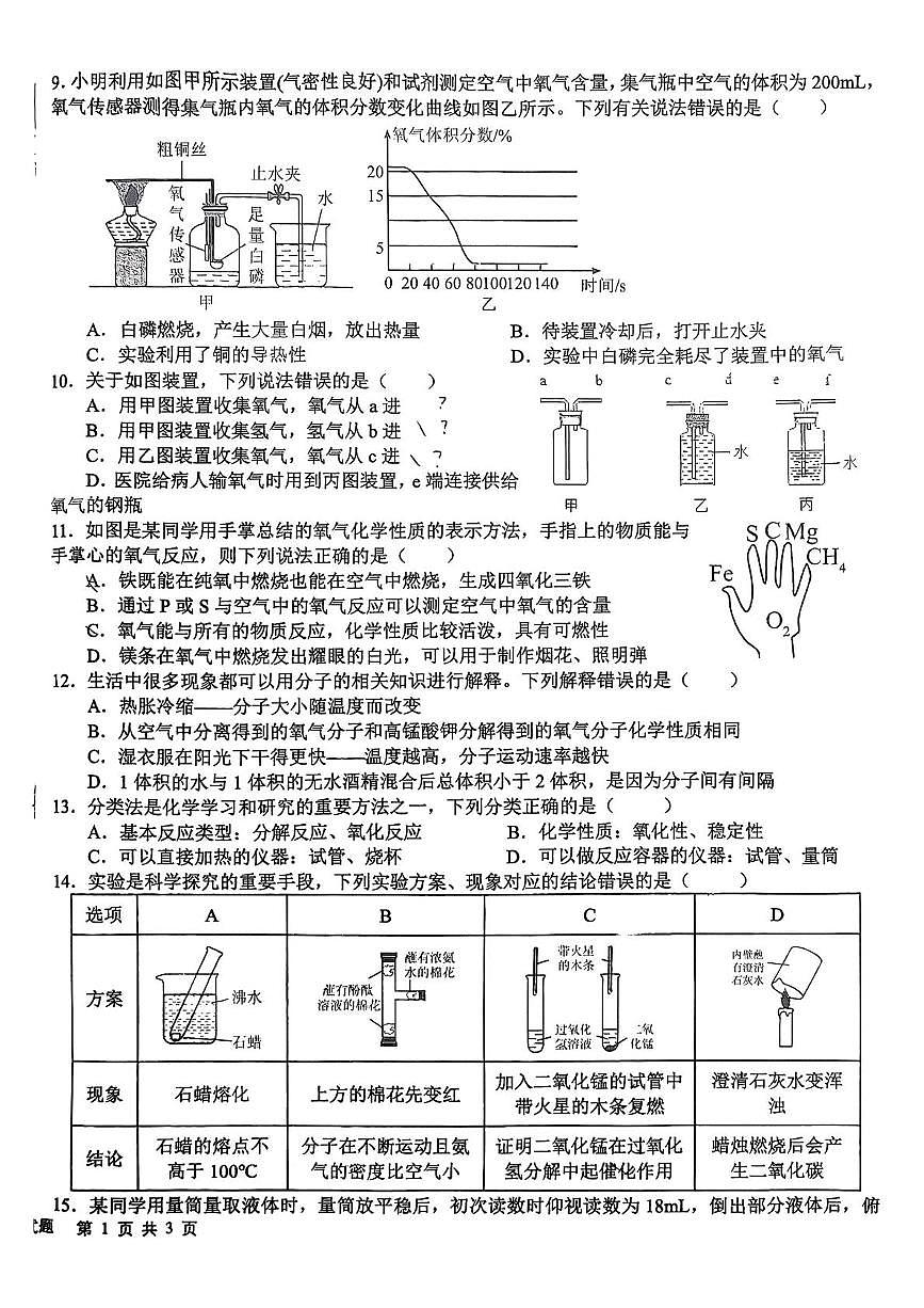 山东省日照市东港区新营中学2025-2026学年八年级上学期期中考试化学试卷第2页