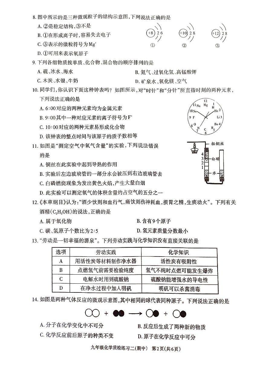 广东省廉江市第八中学2025-2026学年九年级上学期期中考试化学试题第2页