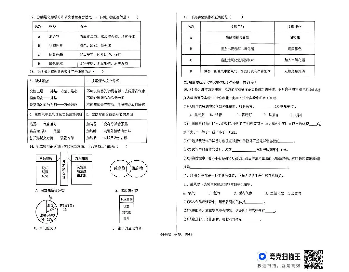 山东省德州市陵城区2025-2026学年八年级上学期期中考试化学试题第2页