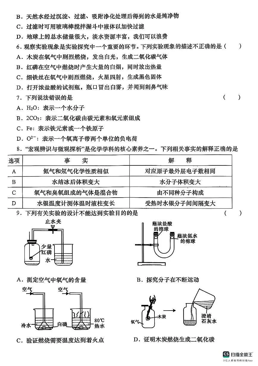 陕西省咸阳市渭城区2025-2026学年九年级上学期周期学业能力评鉴化学试卷（月考）第2页