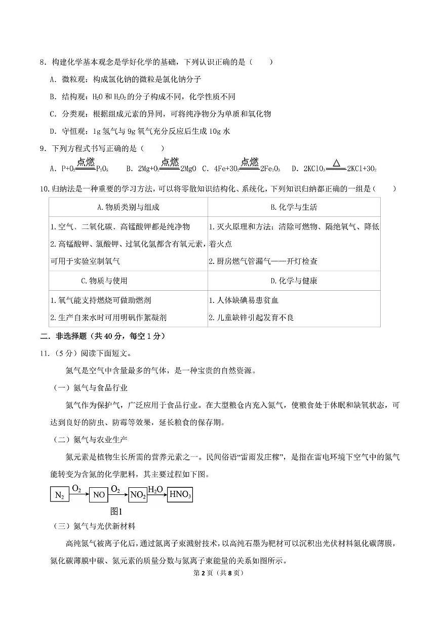 辽宁省沈阳市第一七五中学教育集团2025-2026学年九年级上学期期中考试化学试卷第2页