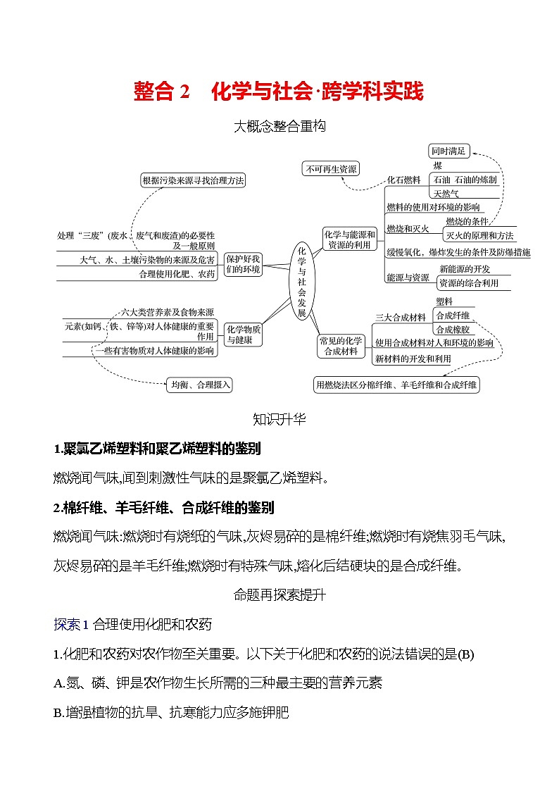 期末提升课　整合2　化学与社会·跨学科实践第1页
